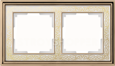 Рамка на 2 поста (золото/белый) WL77-Frame-02
